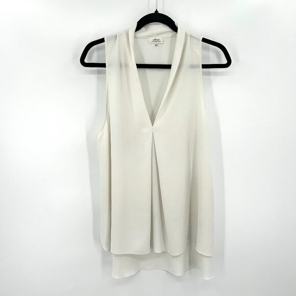 WILFRED White V-Neck Drapey Sleeveless Lightweight Blouse Top Size Large - Picture 1 of 7